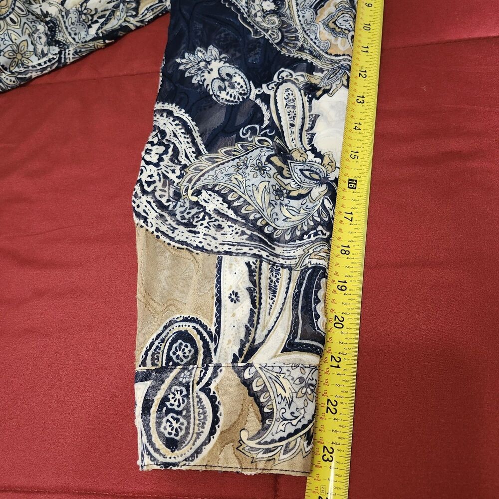 Allison Daley Sheer Paisley Blouse Womens 24W Long Sleeve Button Up Top - Picture 12 of 13